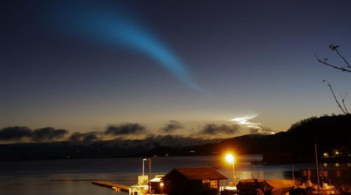 Свечение в небе над Норвегией 9 декабря 2009 года