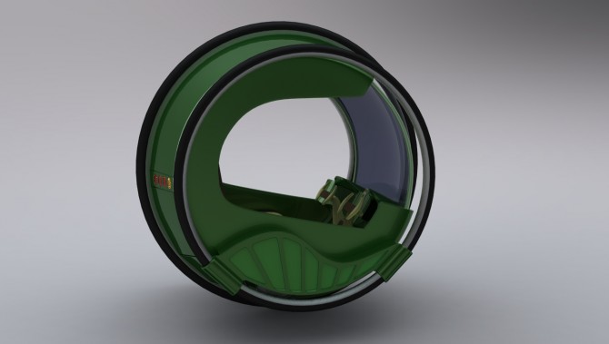 eRinGo - концепт двухрулевого транспортного средства внутри колеса