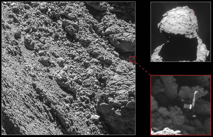 На снимках кометы Чурюмова-Герасименко найден потерянный зонд
